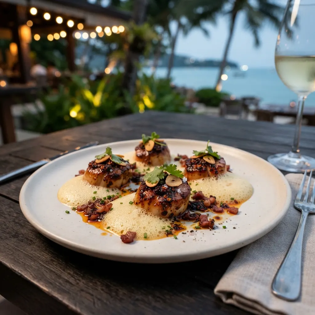 Scallop sambal dengan foam lemon butter