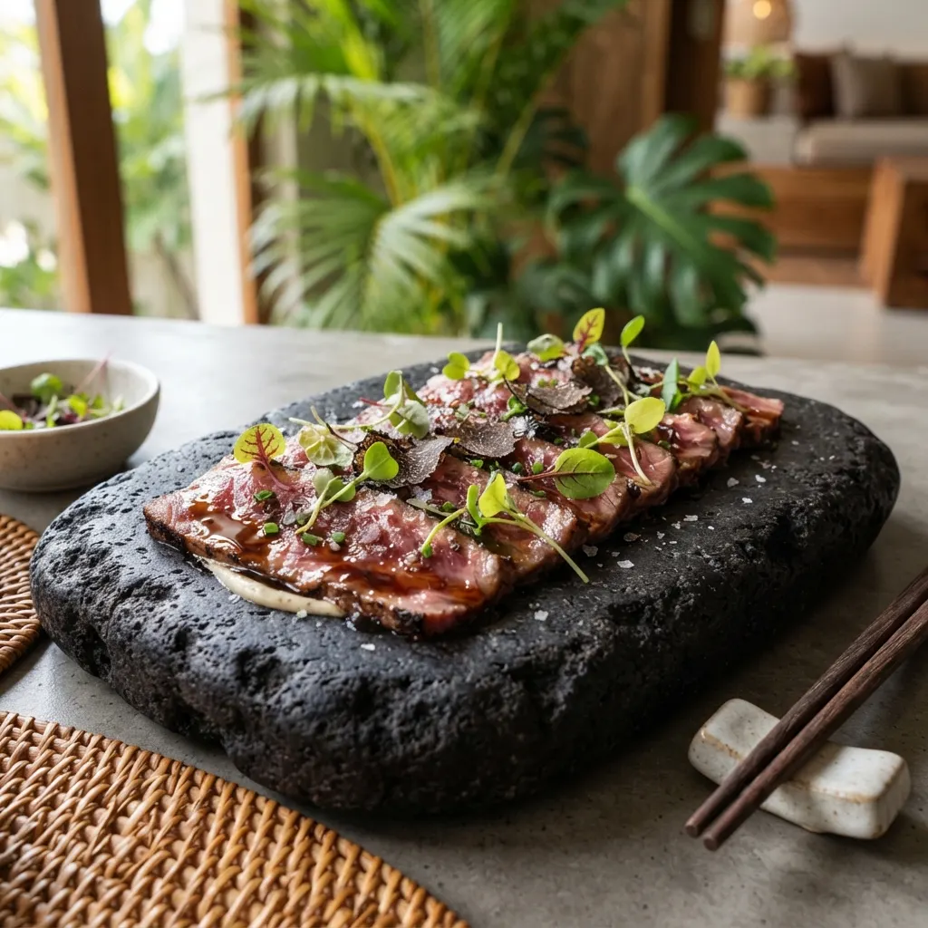 Beef tataki truffle dengan soy